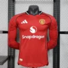 2025/2026 Player Version Manchester United Home Long Sleeve Football Shirt 1:1 Thai Quality